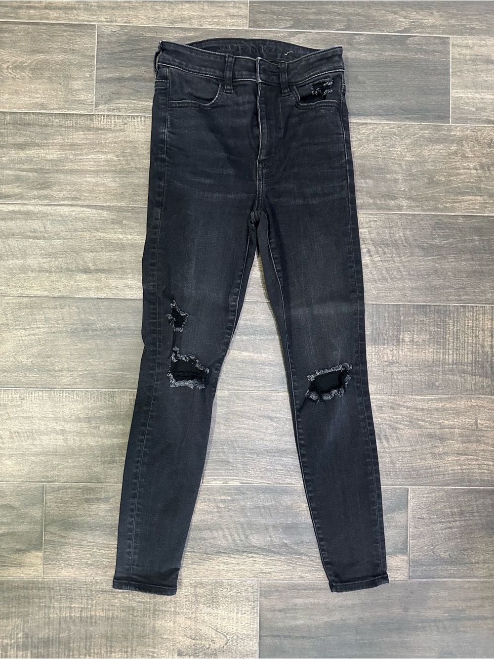 American Age Black Ripped High-Rise Skinny Jeans